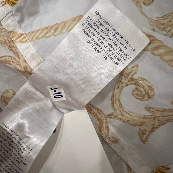 NWT GANNI 100% Cotton Gold And White Patterned Button Up Wrap Shirt - Picture 12 of 14